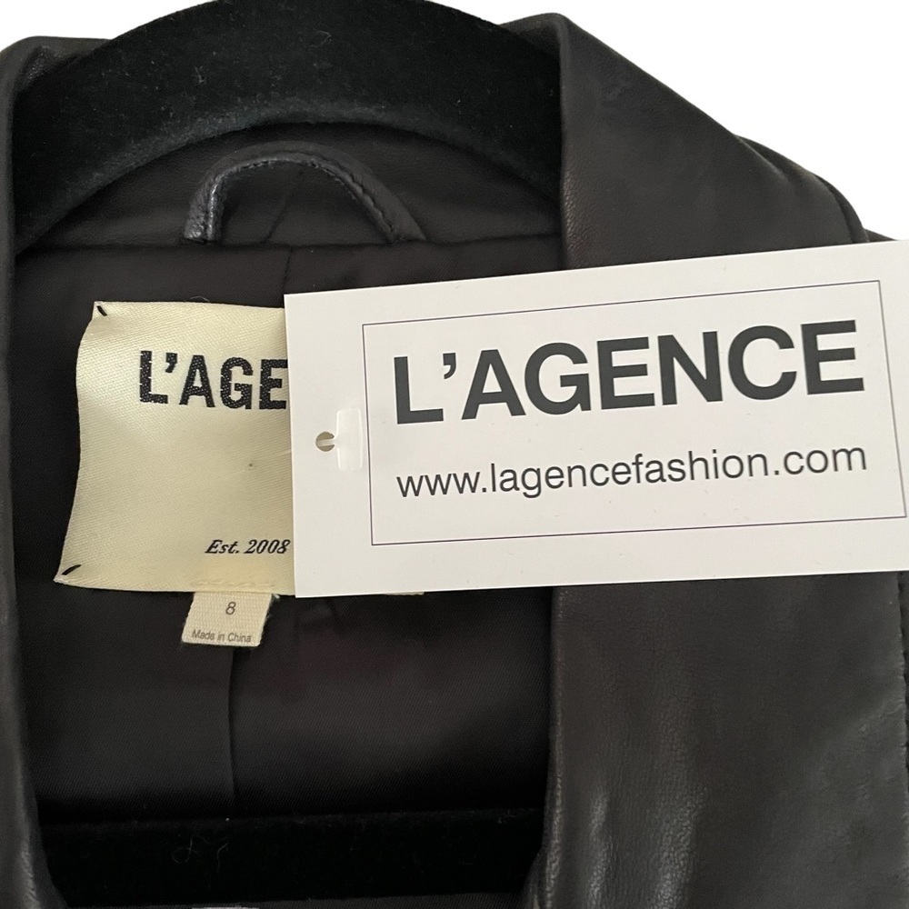 L’AGENCE Lamb Leather Double Breasted Blazer Size 8 NWT - Picture 15 of 16